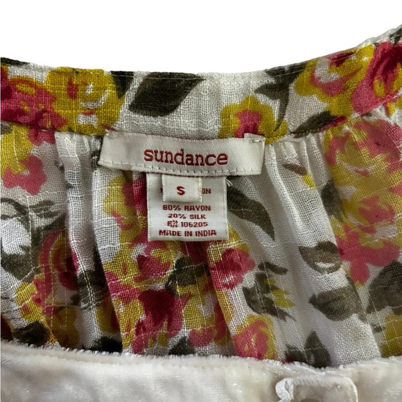 SUNDANCE CATALOG Floral Silk Blend Blouse Size Small Boho Flowy - Picture 2 of 8